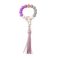 Key Chain, Silicone, med Bøgetræ & PU & Zinc Alloy, Tassel, mode smykker & Unisex, flere farver til valg, 15mm, Længde Ca. 8.8 inch, Solgt af PC