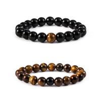 Natural Tiger Eye pulseiras, olho de tigre, with fio elástico & resina, Roda, Vario tipos a sua escolha & para mulher, 8mm, comprimento Aprox 7.3 inchaltura, vendido por PC