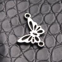 Conector de liga de zinco, Borboleta, banhado, prateado, 24x20mm, 10PCs/Bag, vendido por Bag