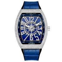 Hommes montre-bracelet, acier inoxydable, avec cuir PU & verre & alliage de zinc, pour homme & avec strass, plus de couleurs à choisir, 50x15mm, Vendu par PC