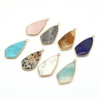 Gemstone Pendants Jewelry with Brass gold color plated DIY Sold By PC