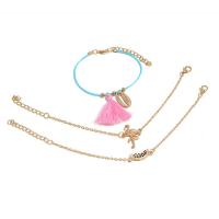 alliage de zinc Set de bracelet, Bracelet, avec Fibre de polyester, avec 1.97 chaînes de rallonge, Placage de couleur d'or, trois pièces & bijoux de mode, Longueur 19 cm, Vendu par fixé