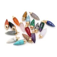 Gemstone Vedhæng Smykker, Natursten, med Messing, Bullet, guldfarve belagt, forskellige materialer til valg & Unisex, flere farver til valg, 8x26mm, Solgt af PC