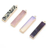 Gemstone Pendants Jewelry Natural Stone with Brass Rectangle gold color plated & Unisex Sold By PC