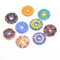 Millefiori Slice Lampwork Hangers, Donut, meer kleuren voor de keuze, 30x30mm, Verkocht door PC