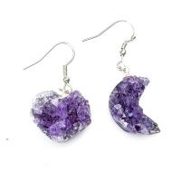 Amethyst Tropfen Ohrring, mit Zinklegierung, silberfarben plattiert, Modeschmuck & verschiedene Stile für Wahl, violett, 25-40mm, verkauft von Paar