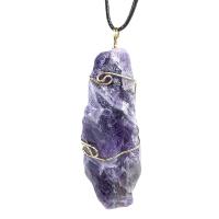 Amethyst Anhänger, mit Messing, goldfarben plattiert, Modeschmuck, violett, 45-65mm, verkauft von PC