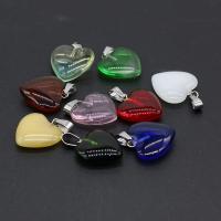 Gemstone Pendants Jewelry with Zinc Alloy Heart silver color plated random style & fashion jewelry mixed colors Sold By Bag