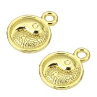 Zinklegering Hangers, Zinc Alloy, Rond plat, gold plated, Tai Ji, 10x13x2mm, Gat:Ca 2mm, Verkocht door PC