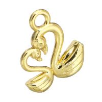 Pendentifs animaux en alliage de zinc, cygne, Placage de couleur d'or, 13x15x4mm, Trou:Environ 2mm, Vendu par PC