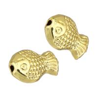 Zinklegering Animal Kralen, Zinc Alloy, Vis, gold plated, 10x7x3.50mm, Gat:Ca 1mm, Verkocht door PC