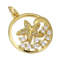 Cubic Zirconia Micro Pave Brass Pendant gold color plated micro pave cubic zirconia & hollow Approx 2mm Sold By PC