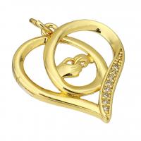 Cubic Zirconia Micro Pave Brass Pendant Heart gold color plated micro pave cubic zirconia & hollow Approx 2mm Sold By PC