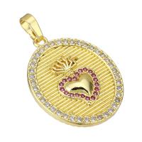 Cubic Zirconia Micro Pave Brass Pendant Flat Round gold color plated micro pave cubic zirconia Approx 4mm Sold By PC