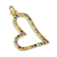 Cubic Zirconia Micro Pave Brass Pendant Heart gold color plated micro pave cubic zirconia & hollow Approx 2mm Sold By PC