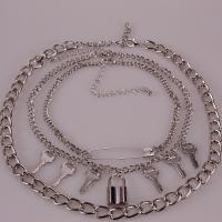 Collana Multi strato, lega in zinco, Lock and Key, placcato, multistrato & unisex, argento, Venduto da PC