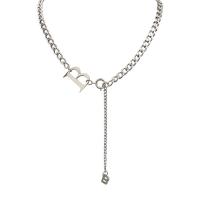 Collier d'acier titane, Lettre B, unisexe, argent, Longueur 43 cm, Vendu par PC