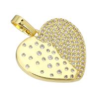 Messing hanger met micro-paved kubieke zirconia's, Hart, gold plated, micro pave zirconia, 19x19x4mm, Gat:Ca 3mm, Verkocht door PC