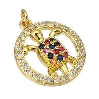 Cubic Zirconia Micro Pave Brass Pendant gold color plated micro pave cubic zirconia & hollow Approx 3mm Sold By PC