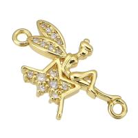 Kubik Zirkonium mikro bana Mässing Kontaktdon, Fairy, guldfärg pläterade, micro bana cubic zirconia, 21.50x13x2mm, Hål:Ca 1.5mm, Säljs av PC