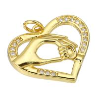 Cubic Zirconia Micro Pave Brass Pendant Heart gold color plated micro pave cubic zirconia & hollow Approx 2mm Sold By PC