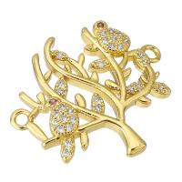 Zircon cubique Micro Pave laiton Connecteur, arbre, Placage de couleur d'or, pavé de micro zircon, 24x21x2mm, Trou:Environ 2mm, Vendu par PC