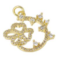 Cubic Zirconia Micro Pave Brass Pendant gold color plated micro pave cubic zirconia & hollow Approx 2mm Sold By PC