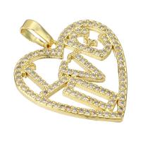 Cubic Zirconia Micro Pave Brass Pendant Heart gold color plated micro pave cubic zirconia & hollow Approx 3mm Sold By PC