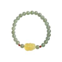 Hetian Jade bracelet, avec cire d'abeille & Yunnan agate rouge, bête sauvage Fabuleuse, Vintage & pour femme, 6mm, Vendu par Environ 14-16 cm brin