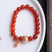 Agate Nakit narukvice, Bijela Agate, s Aventurin & Red Agate & Mesing, 14K zlatno ispunjeno, različitih stilova za izbor & za žene, 8mm, Dužina Približno 14-16 cm, Prodano By PC