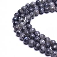 Perles en labradorite, Rond, DIY, noire, Vendu par 38 cm brin