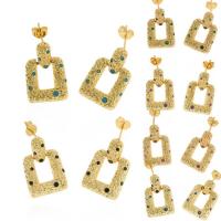 Messing oorhangers, gold plated, mode sieraden & micro pave zirconia, meer kleuren voor de keuze, 14x21mm, Verkocht door pair