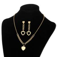 Titantium acciaio set di gioielli fashion, orecchino & Collana, with 1.97Inch extender chain, Cuore, placcato, per la donna, nessuno, 16x55mm,16x18mm, Lunghezza Appross. 17.72 pollice, Venduto da set