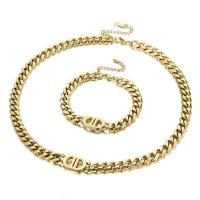 Acier titane parure de bijoux, Bracelet & collier, avec 1.97Inch chaînes de rallonge, Placage, pour femme, plus de couleurs à choisir, 11mm, Longueur Environ 7.09 pouce, Environ 16.93 pouce, Vendu par fixé