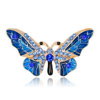 Rhinestone Broche, Zinc Alloy, Butterfly, guldfarve belagt, emalje & med rhinestone, flere farver til valg, nikkel, bly & cadmium fri, 59x33mm, Solgt af PC