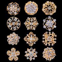 Strass Broche, Zinc Alloy, plated, 12 stuks & met strass, meer kleuren voor de keuze, nikkel, lood en cadmium vrij, 27mm, 12PC/Stel, Verkocht door Stel