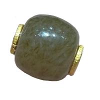 Hetian Jade Bead, med Mässing, guldfärg pläterade, DIY, grön, nickel, bly och kadmium gratis, 10x11mm, Säljs av PC