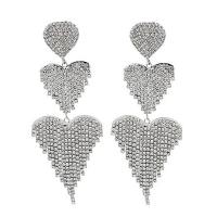 Messing Tassel Earring, Heart, forgyldt, for kvinde & med rhinestone, nikkel, bly & cadmium fri, 135x48mm, Solgt af par