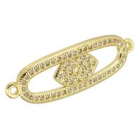 Kubik Zirkonium mikro bana Mässing Kontaktdon, guldfärg pläterade, micro bana cubic zirconia & ihålig, 32x10x2mm, Hål:Ca 2mm, Säljs av PC