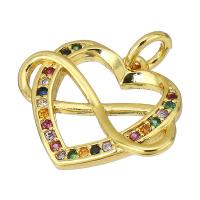 Cubic Zirconia Micro Pave Brass Pendant Heart gold color plated micro pave cubic zirconia & hollow Approx 2mm Sold By PC