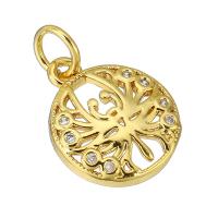 Cubic Zirconia Micro Pave Brass Pendant gold color plated micro pave cubic zirconia & hollow Approx 3mm Sold By PC