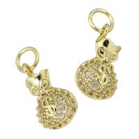 Cubic Zirconia Micro Pave Brass Pendant gold color plated micro pave cubic zirconia & hollow Approx 3mm Sold By PC