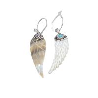 Shell Pendler, Zinc Alloy, med rhinestone ler bane & Shell, Wing Shape, Carved, blandede farver, 20x54mm, Solgt af PC