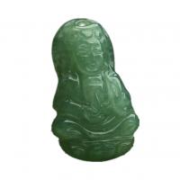 Jade Birma Pakabutis, Guanyin, Raižyti, žalias, 21x12x5mm, Pardavė PC