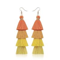 Fashion Fringe Boucles d'oreilles, alliage de zinc, avec Fils de polyester, bijoux de mode & pour femme, plus de couleurs à choisir, 105mm, Vendu par paire