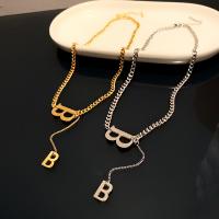 Collier d'acier titane, Lettre B, Placage, bijoux de mode & pour femme, plus de couleurs à choisir, Longueur 18.54 pouce, Vendu par PC