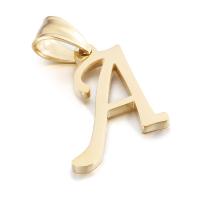 Pendentifs en titane, Acier titane, Lettre d’alphabet, Plaqué d'or 18K, lettres sont de A à Z & unisexe, plus de couleurs à choisir, 17x26mm, Vendu par PC