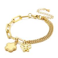 Bracelet d'acier titane, avec 2.36Inch chaînes de rallonge, Placage, Double couche & pour femme, plus de couleurs à choisir, 13mm,14mm, Longueur Environ 7.09 pouce, Vendu par PC