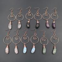 Gemstone Earrings, Pedra natural, with ferro, Ferro / ferro de engomar Gancho / Anzol, Berinjela, rosa real com banho de cor, materiais diferentes para a escolha & para mulher, Mais cores pare escolha, 25x85mm, vendido por par