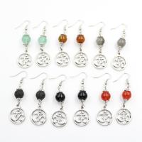 Natural Gemstone Earrings Natural Stone with Iron & Zinc Alloy platinum color plated vintage & for woman Sold By Pair